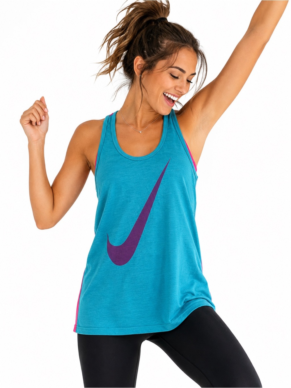 Nike Dri-FIT Loose Fit
Racerback Tank Top Women's Large Teal Pink Purple